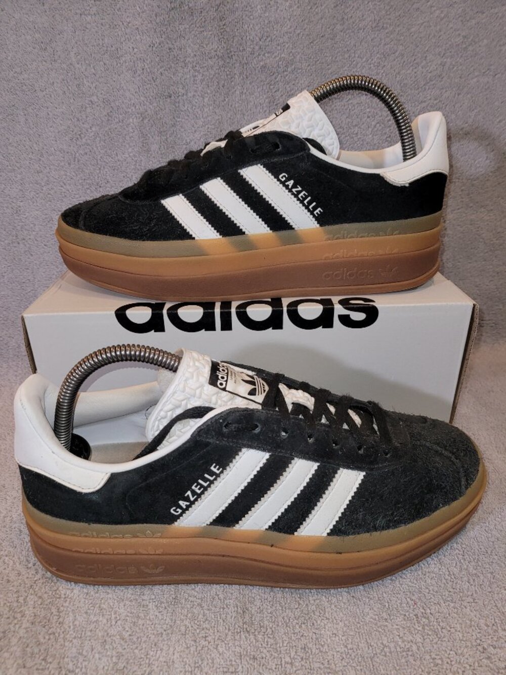 Adidas Gazelle Bold Women's Size 8.5 Black White Tan Gum Sneakers IE0876 (#2326)